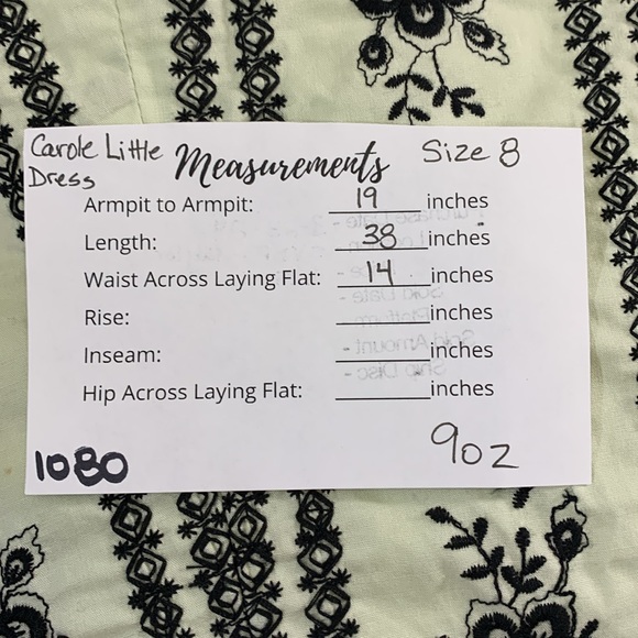 Carole Little Light green with Black Floral Embroidered Tank Dress - Size 8 - Picture 8 of 9